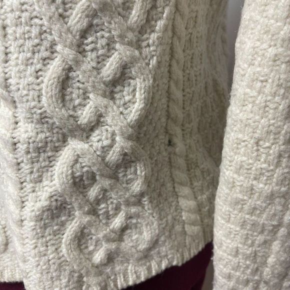 Paul James Vintage Womens 100% Wool Chunky Cable Knit Sweater Size L Fisherman - Picture 5 of 15